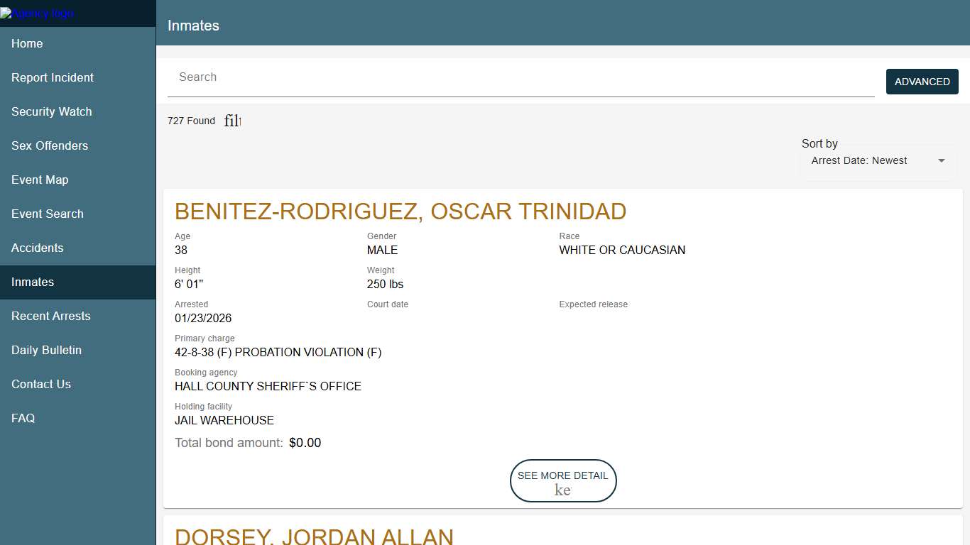 Hall County Sheriff's Office Sheriff To Citizen Police to Citizen - Inmates catalog