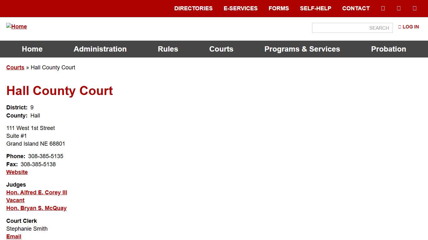 Hall County Court Nebraska Judicial Branch